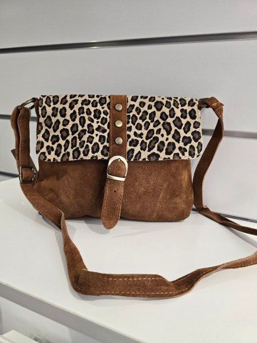 SAC EN CUIR LEOPARD