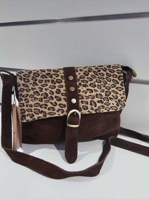 SAC EN CUIR LEOPARD